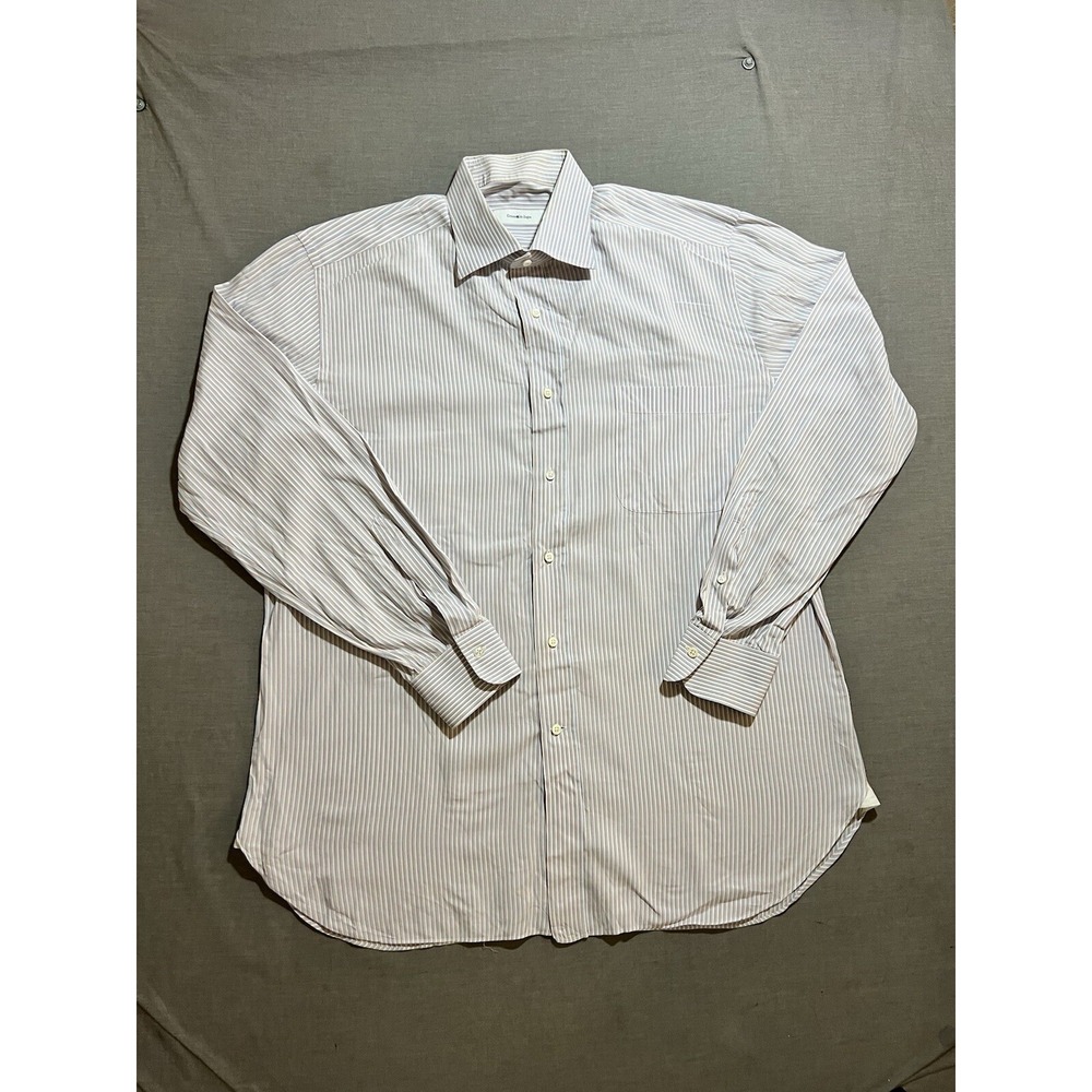 Ermenegildo Zenga Shirt Mens XXL Brown Striped Button Up Long Sleeve